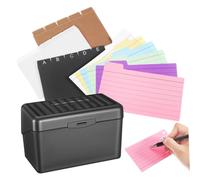 PartyKindom 1 Set Multi Functional Note Card Holder Set of Colored Index Cards for Office and Home Organization Pre Punched for Easy Binding Smooth Writing Surface Ample Double Sided Pages for