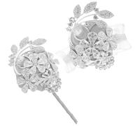 PartyKindom 1 Set Rhinestone Wrist Corsage with Faux Pearl Cloth Flower Elegant Bridal Bridesmaid Wristlet for Weddings Proms and Special Occasions Comfortable Versatile Design