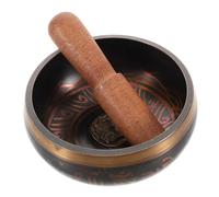 PartyKindom 1 Set Tibetan Singing Bowl for Meditation Yoga Handmade Sound Bowl with Wooden Mallet Decorative Use Buddhist Accessory