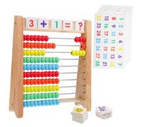 PartyKindom 1 Set Wooden Abacus Math Learning Tool with Number Cards Beads Counting for for Boys Educational Arithmetic Abacus