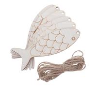PartyKindom 100pcs Handmade Fish-Shaped Wood Chips Labels Nautical Fish Wall Decor Unfinished Wood Shape Cutouts for Crafts Cutouts for Decoration Craft Beige