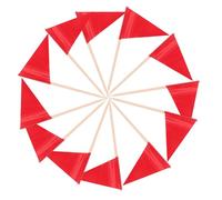 PartyKindom 100pcs Red Triangle Toothpick Flags with Stick Mini Food Markers for Cocktail Cheese Fruit Cupcake Toppers Easy Identification and Secure Fit for Parties and Weddings