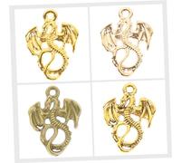 PartyKindom 100pcs Vintage Alloy Dragon Pendants Charms for Jewelry Making DIY Craft Necklace Bracelet Keychain Decor with Hanging Mixed Ancient Bronze Silver Gold Colors Women and Friends