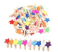 PartyKindom 100pcs Wooden Clothespins Star Shape Decorative Clips for Photos Crafts Cards Lightweight Multipurpose Mini Pegs for Home Holiday