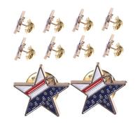 PartyKindom 10pcs American Flag Brooch Pins Lightweight Five Pointed Star Pins for Independence Day Celebrations for Parties and Parades Comfortable Wear