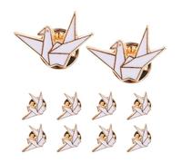 PartyKindom 10pcs Cartoon Origami Crane Brooch Pins Cute Metal Brooches Animal Shape Lapel Pin Clothing Jewelry Accessories for Women Clothing Bags