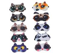 PartyKindom 10Pcs Cute Animal Eye Masks Creative Sleeping Eye Blindfolds for Travel Comfortable Elastic Bands Light Shielding Design for Friends and Family
