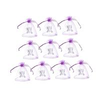 PartyKindom 10PCS Lavender Sachet Drawstring Mesh Bags for Closets and Empty Sheer Organza Pouches with Elegant Lavender Pattern Multifunctional Storage for Jewelry Dried Flowers Party Favors