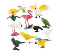 PartyKindom 10Pcs Mini Bird Models Solid Simulation Animal Figures Parrot Flamingo Educational Science Teaching for Random Colors Random Color