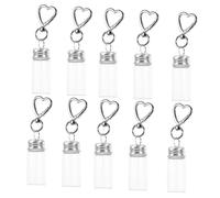 PartyKindom 10pcs Mini Clear Glass Bottles Keychain with Lids Heart Shaped Buckle Portable Transparent Vials for DIY Crafts Beach Wedding Favors Bachelorette Party Gifts