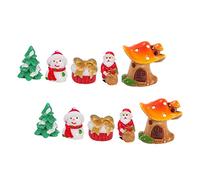PartyKindom 10pcs Resin Christmas Micro Landscape Figurines Snowman Miniatures for DIY Bonsai Xmas Tree Indoor Party Decoration