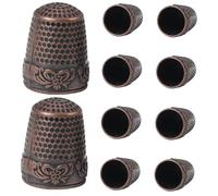 PartyKindom 10Pcs Retro Style Copper Sewing Thimbles with Open Top Finger Protectors for Cross Stitch and Cutting Lightweight and Portable Finger Guards for Beginners and Dressmakers