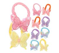 PartyKindom 10Pcs Shiny Sequin Butterfly Hair Ties for Comfortable Elastic Scrunchies Cute Accessories for Daily Wear and Special Events for Little Hairstyles