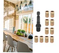 PartyKindom 10pcs Threaded Wood Inserts with Spanner Hex Socket Furniture Screw Nuts for Wood Easy to Install Lightweight and Reliable Fasteners for Woodworking and DIY Projects