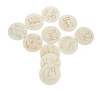 PartyKindom 11 Pcs Pregnancy Journey Markers Double Sided Wooden Weekly Cards Beige Smooth Material Easy to Carry Creative Design for Maternity Parties and Baby Showers