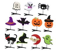 PartyKindom 11Pcs Halloween Cartoon Hair Clips with Pumpkin Ghost Cat Bat Design Fun Hairpin Headdress for Party Dress Up Easy Wear Hair Accessories for Adults