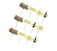 PartyKindom 12 Pcs Year Cake Toppers Festive DIY Baking Inserts for Party Desserts Unique Eye Catching Decoration for Holiday Cakes and Special Celebrations