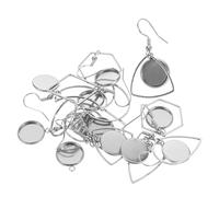 PartyKindom 12pcs Bezel Pendant Blank Earring Pendant Earring Blank Jewelry Bezels DIY Jewelry Accessories Base Finding DIY Making Findings Parts Silver