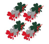PartyKindom 12pcs Christmas Four Leaf Clover Felt Wallets Cash Card Holder Red Green Gray Compact Portable Xmas Money Holder for Daily Travel and Festive Use