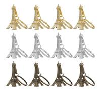 PartyKindom 12pcs Eiffel Tower Keychain Retro Hanging Charm for Bag Purse Eiffel Tower Pendants Paris Gifts(Bronze Silver Golden)