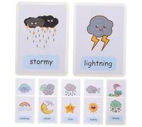 PartyKindom 12Pcs English Weather Flash Cards for Kindergarten Early Learning Portable Student Supplies with Cartoon Design for Memory and Concentration Development