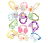 PartyKindom 12Pcs Floral Bow Hair Ties for Little Elastic Ponytail Holders for Fine Hair Accessories for Easy to Wear for All Occasions