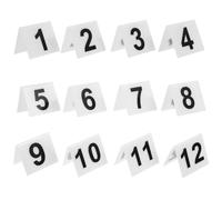 PartyKindom 12pcs Number Sign Accessory Table Numbers Acrylic Double Sided V-shaped Design White Reusable Sturdy Material for Party Games Crime Scene Props