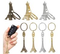 PartyKindom 12pcs Retro Eiffel Tower Keychain Set, Zinc Alloy Mini Souvenir Keychains Featuring Chic Eiffel Tower Statue Decor, for Graduation Week Party Favors and Car or Bag Accessories