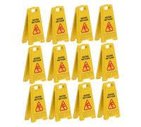 PartyKindom 12pcs Slide The Warning Sign Carefully Doll House Miniature Wet Floor Sign Slippery Floor Pretend Play Slippery Education Wet Caution Mini Plastic