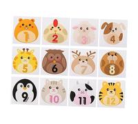 PartyKindom 12pcs Stickers Creative Monthly Photo Props for Newborns Safe Copperplate Adhesive Fun Cartoon Design for Capturing First Year Moments