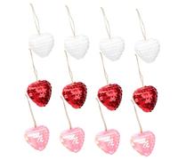 PartyKindom 12PCS Valentines Day Heart Shaped Hanging Ornaments Festive Loving Heart Pendants for Christmas and Party Decorations Red Pink White Reusable Love Pendants for Romantic Home