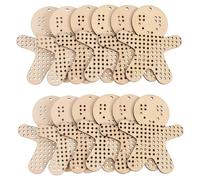 PartyKindom 12pcs Wooden Gingerbread Men Cross Stitch Plates Natural Wood Tags for DIY Crafts Wedding Christmas Hanging Ornaments Beginner Friendly Sturdy Embroidery Templates