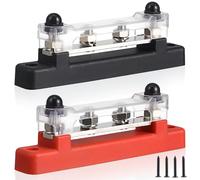 PartyKindom 12V-48V Bus Bar Power Distribution 6 Terminal Block, 6 * 2 Screws, 150A Battery Max 300V /48V DC with Cover, for Car, RV, Yacht,