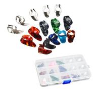 PartyKindom 15pcs Guitar Thumb and Finger Picks Includes Thumb Picks Storage Box for Guitarists Durable Lightweight Color