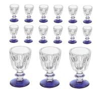 PartyKindom 15pcs Miniature Wine Cups Tiny Blue Bottom Wine Mugs for Dollhouse Decoration Kitchen for Creative Collectible Scene Accessories for Pretend Play