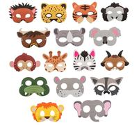 PartyKindom 16pcs Animal Masks for Decorative Paper Party Masks Easy to Use Comfortable Fit Jungle Animal Decorations for Birthday and Dress Up Events