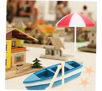PartyKindom 17Pcs Miniature Beach Decoration with Palm Trees Mini Chairs Umbrellas Boat for DIY Fairy Garden Pretend Play Cake Toppers Indoor Outdoor Micro Landscape Random Color