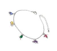 PartyKindom 18K White Gold Tropical Theme Little Dinosaur Colorful Zircon Pendant, Women’s Creative Clavicle Jewelry Accessory for Daily Wear