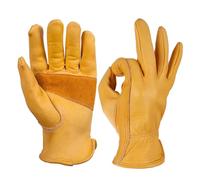 PartyKindom 1Pair Cattlehide Gardening Gloves Durable Cowhide Slip Work Gloves for Labour Protection Odorless for Industrial Manufacturing and Outdoor Tasks Yellow