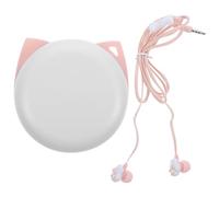 PartyKindom 1pc Creative Cartoon Kitten Ear Headphones Storage Box Cute Earphones for Boys and Girls and Girls Wired Design Stylish Compatible Devices