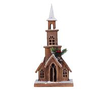 PartyKindom 1pc Luminous Led House Ornament Chic Xmas Decor for Home Desktop Showcase Elegant Holiday Adornment for Living Room Office Garden Battery Operated Warm Light Display