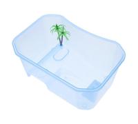PartyKindom 1Pc Mini Turtle Tank Reptile Pet Keeping Box with Natural Durable Safe Depth for Feeding Playing for Turtles Reptiles Transparent Blue Color