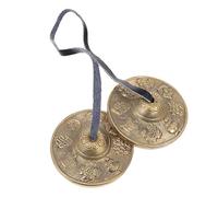 PartyKindom 1Pc Premium Brass Yoga Meditation Cymbal Bell with Storage Bag Durable Chime for Mindfulness Sound Healing Yoga Practices Simple Design with Pattern