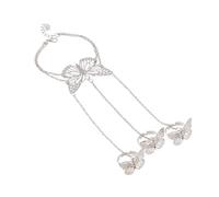 PartyKindom 1pc Silver Butterfly Hollow Hand Chain Bracelet Jewelry for Women Elegant Decorative Hand Jewelry Accessory for Parties Festivals and Everyday Wear