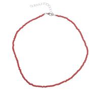 PartyKindom 1Pc Simple Red Beaded Necklace for Women Individual Character Design Creative Color Rice Bead Jewelry Fashion Accessory for Ladies