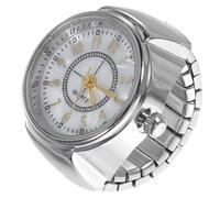 PartyKindom 1pc Stylish Silver Ring Watch Mini Quartz Finger Watch Jewelry for Women Men Accessory Occasion Unique Present Idea Fashionable