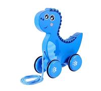 PartyKindom 1Pc Wooden Pull Dinosaur Educational Pull Along for Fine Polished Smooth Surface Safe for Hands for Learning to Walk
