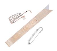 PartyKindom 1Set Birthday Queen Crown and Sash with Rhinestones Elegant Party Accessories for Women Comfortable and Durable for Celebrating Milestones Stylish