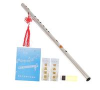 PartyKindom 1Set Stainless Steel Introductory Flute for Beginners Durable Key Musical Instrument for Adults Portable Design with Accessories for Learning and Practice
