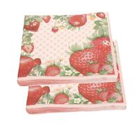 PartyKindom 2 Pack Strawberry Printed Paper Napkins Vibrant Disposable Wood Pulp Napkins Graduation Party Guest Paper Towels Wedding Birthday Luncheon Table Decor